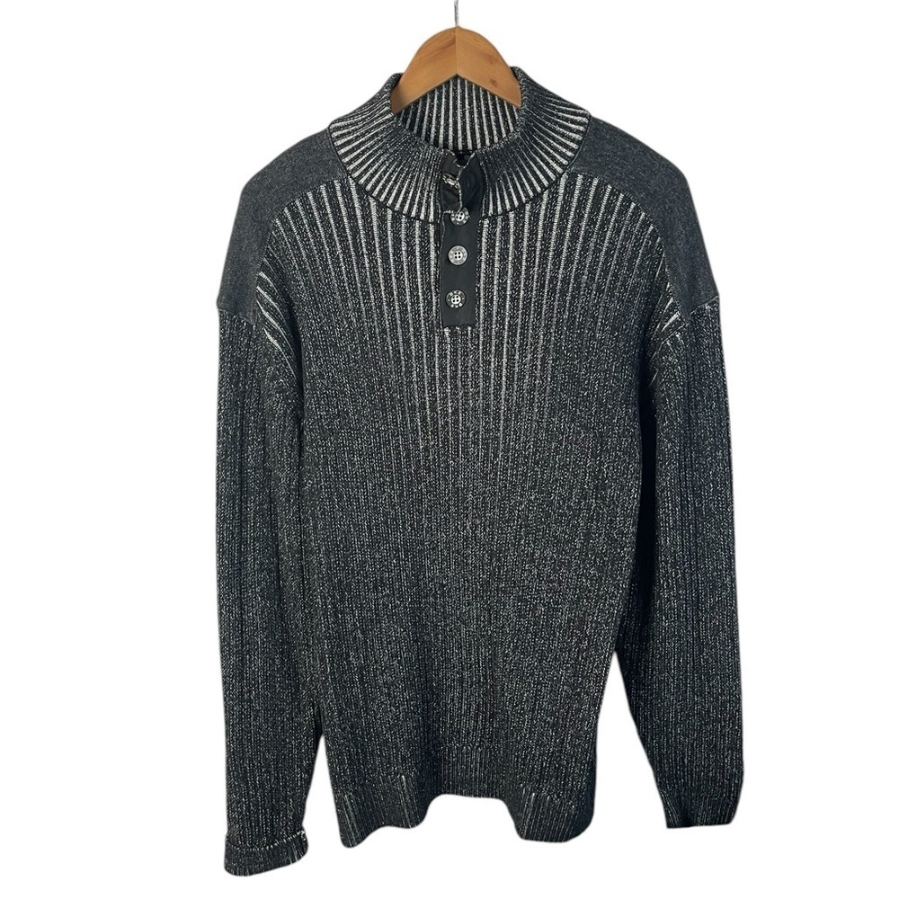 B21 Men’s BKE Buckle Brand Athletic Fit Ribbed Henley Pullover Sweater XXL